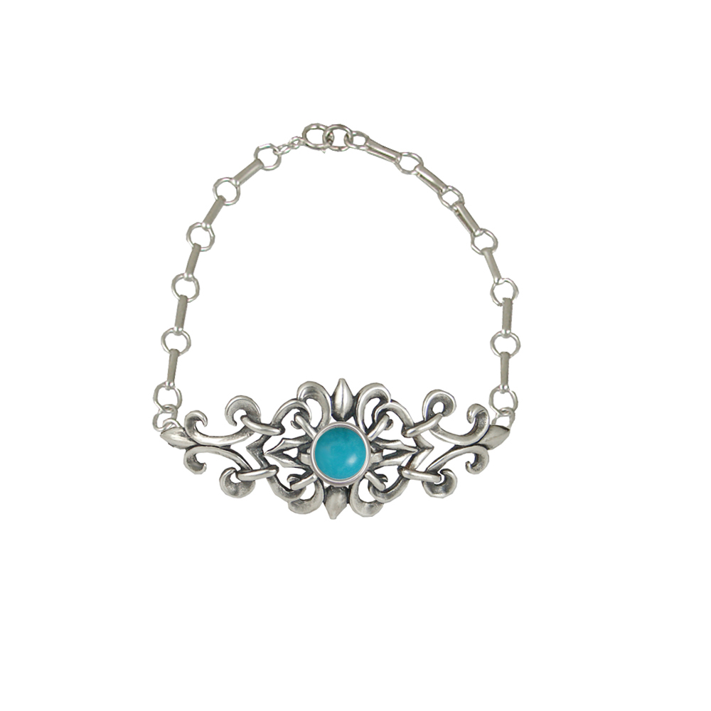 Sterling Silver Filigree Bracelet With Turquoise